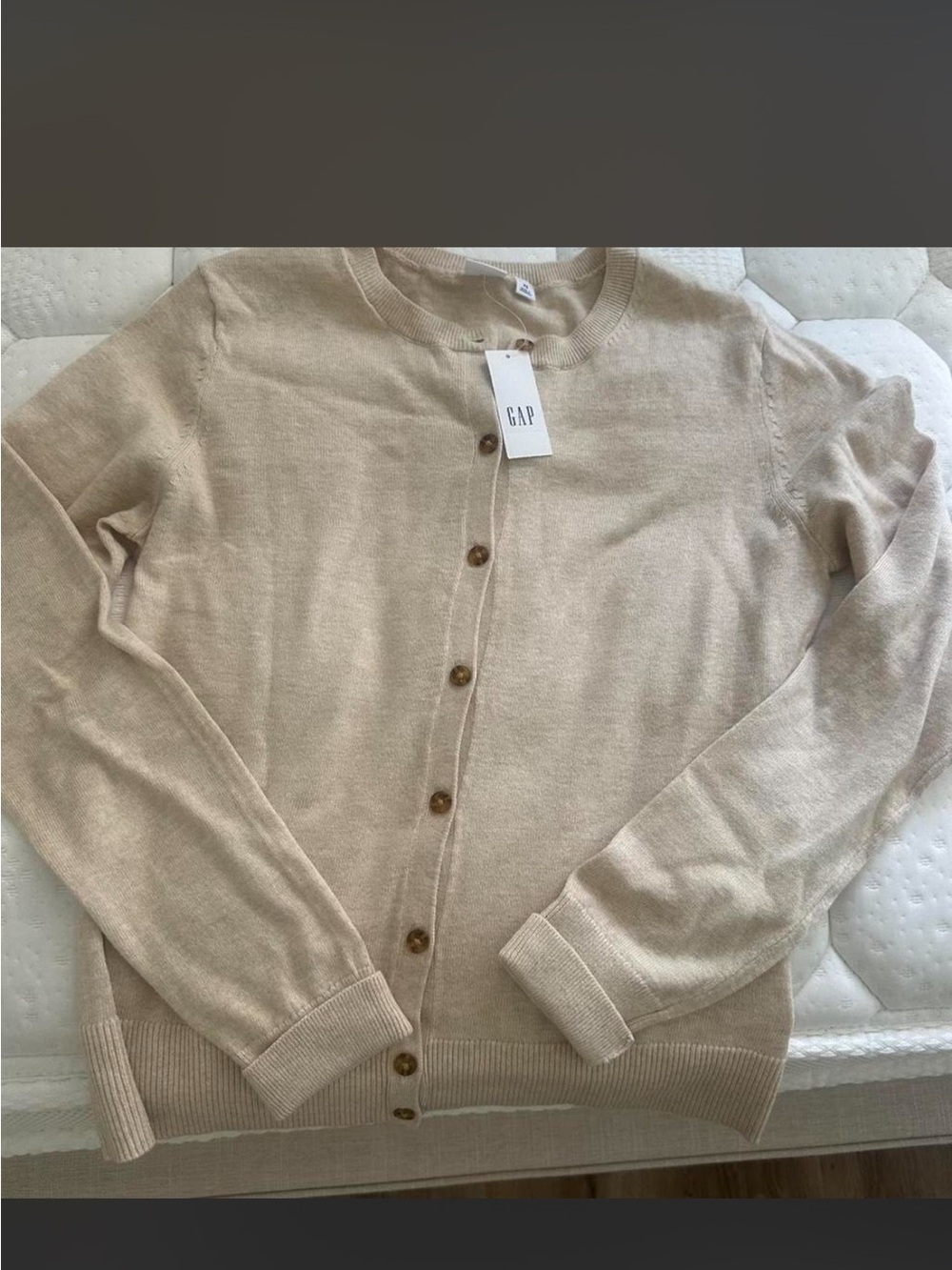 GAP Women's Lightweight Crewneck Button Cardigan - Beige
